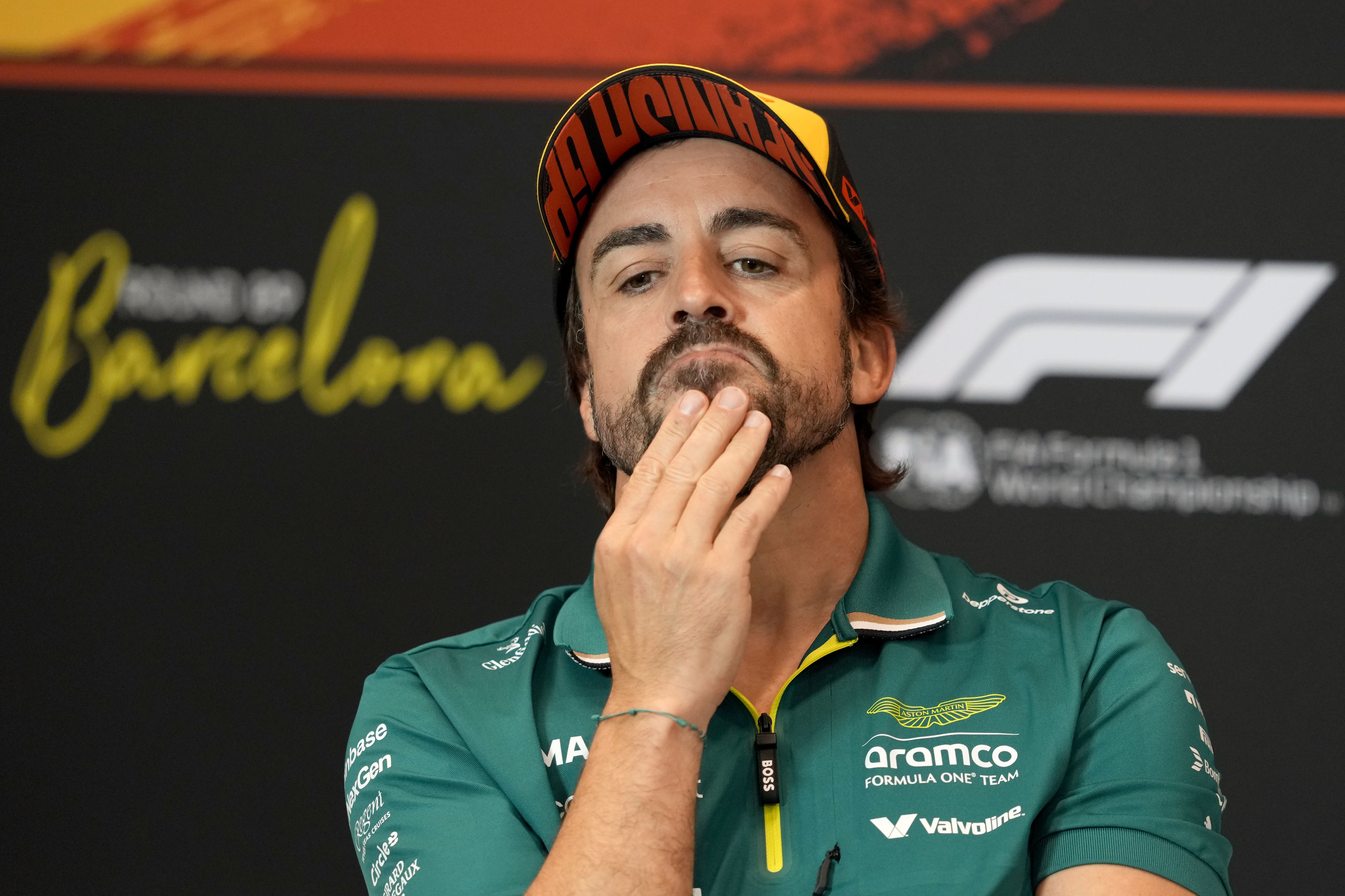 Alonso, durante su rueda de prensa del jueves en Montmel�.